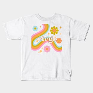 virgo 70s Rainbow with flowers Kids T-Shirt